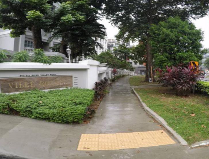 New tactile paving and crossing at gated condominium entrance after EUP works